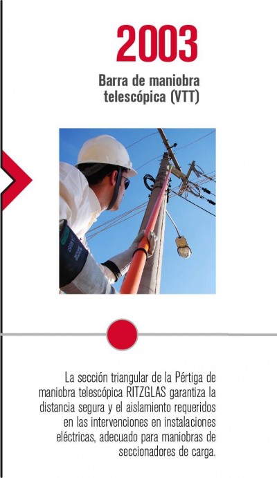 La sección triangular de la Pértiga de maniobra telescópica RITZGLAS ® garantiza la distancia segura y el aislamiento requeridos en las intervenciones en instalaciones eléctricas, adecuado para maniobras de seccionadores de carga.