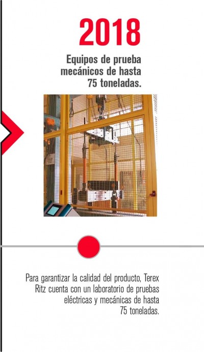 Para garantizar la calidad del producto, Terex Ritz cuenta con un laboratorio de pruebas eléctricas y mecánicas de hasta 75 toneladas.